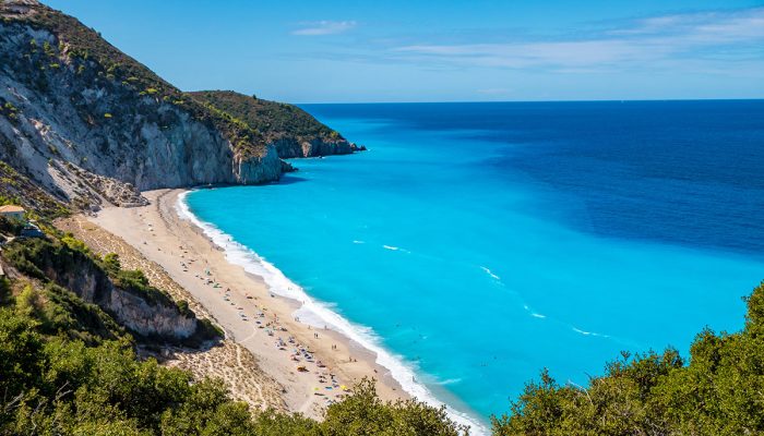 Milos Beach bird's eye view in Greece